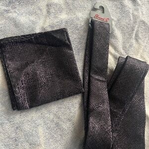 Black Textured Tie and Pocket Square Set